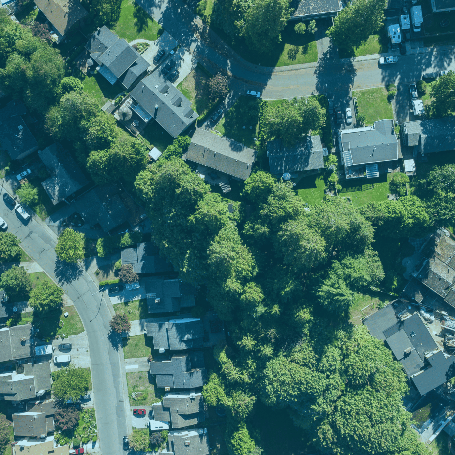 Aerial view of housing in Maple Ridge, Canada