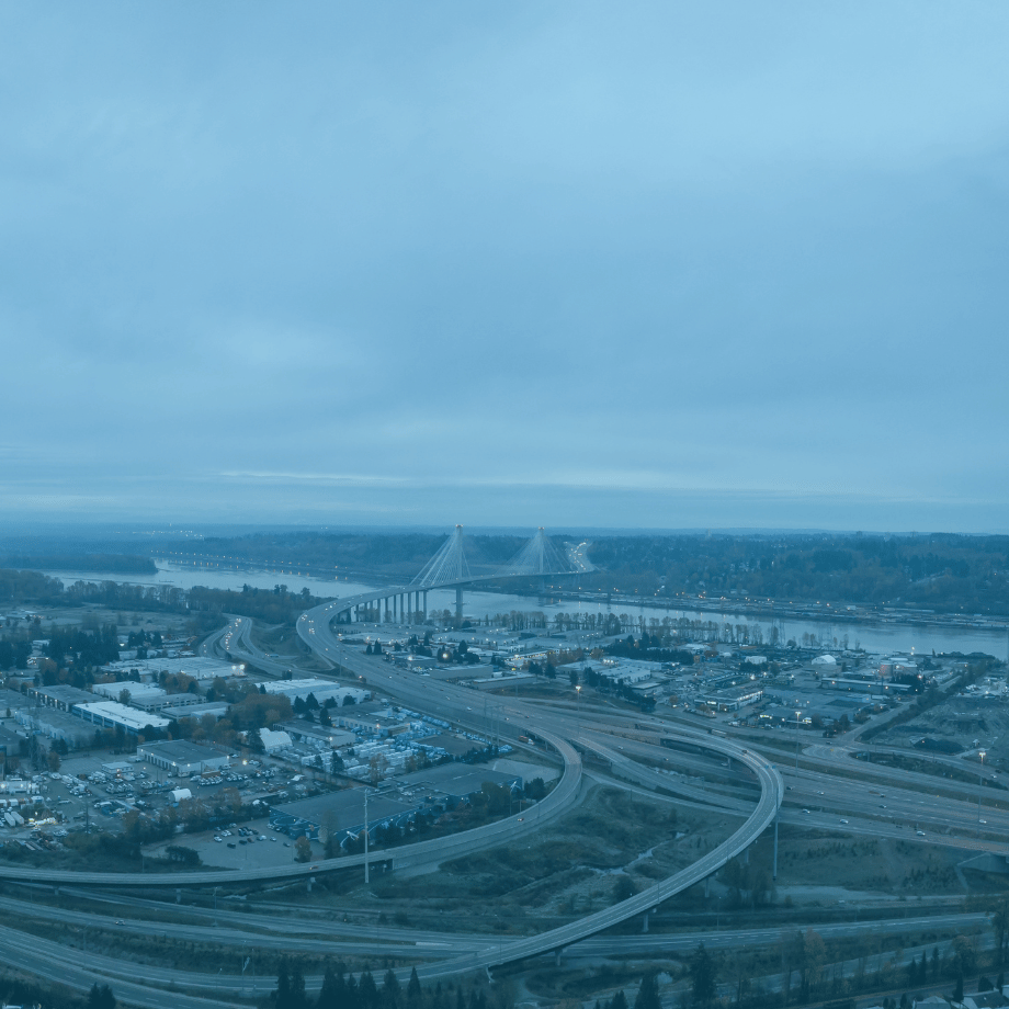Aerial shot of Coquitlam, Canada